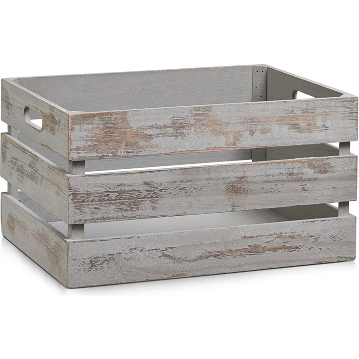 Zeller 15138 Aufbewahrungs-Kiste, Holz, Vintage grau, 39 x 29 x 21 cm – Bild 1