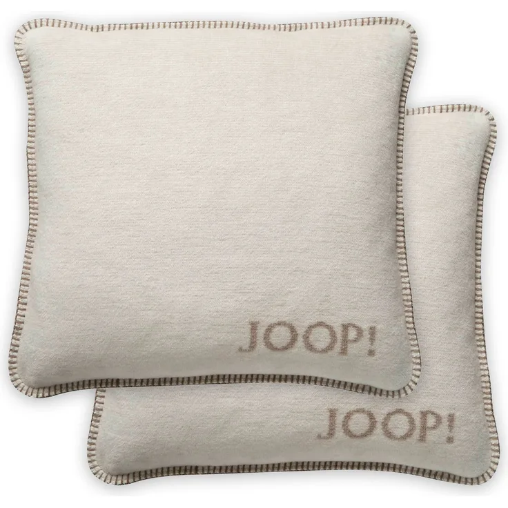 JOOP! Kissenhülle, 2er Pack - MDF Melange Doubleface, Logo Natur 50x50cm