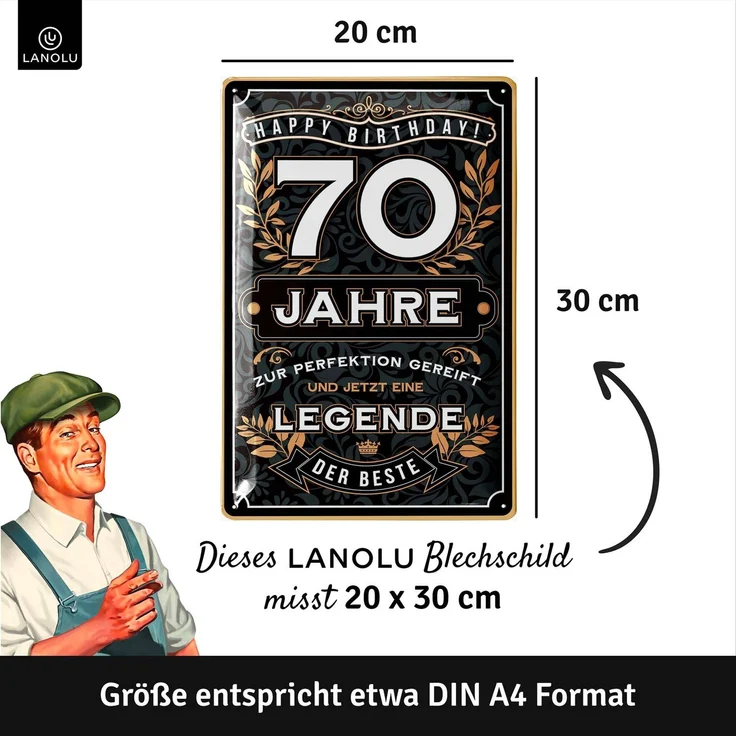 LANOLU Blechschild 70 Jahre Legende 20x30cm – Metall – Mehrfarbig – 20291 – Bild 4