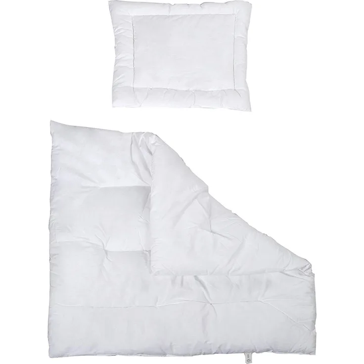 roba Kindersteppbett inkl. Bettdecke 80 x 80 + Kissen 40 x 35 cm - Ganzjahres Baby-Set (Inlett) - Weiß