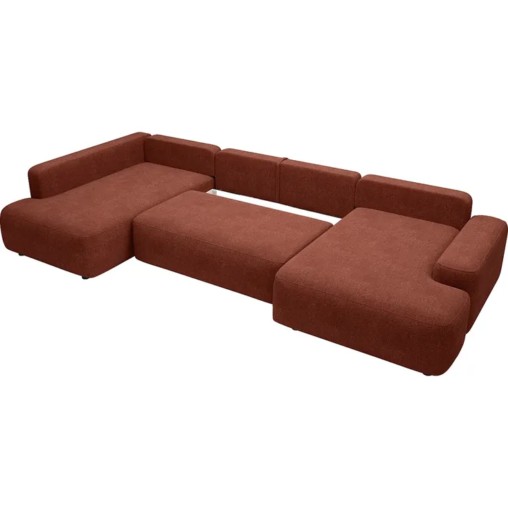 Vente-unique - DAVISO Sofa Stoff Rot - B 204 cm x H 87 cm x L 360 cm – Bild 5