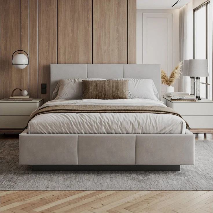 FDM Polsterbett ALMADA modern mit Bettkasten MADE IN EU - mit Trinity Velours Bezug (verfügbar 90x200 120x200 140x200 160x200 180x200cm, Bettrahmen, Bett, mit großen gepolsterten Kopfteil, mit Bettkasten zum aufklappen), Hebbarer Metallrahmen, Bettkast... – Bild 1