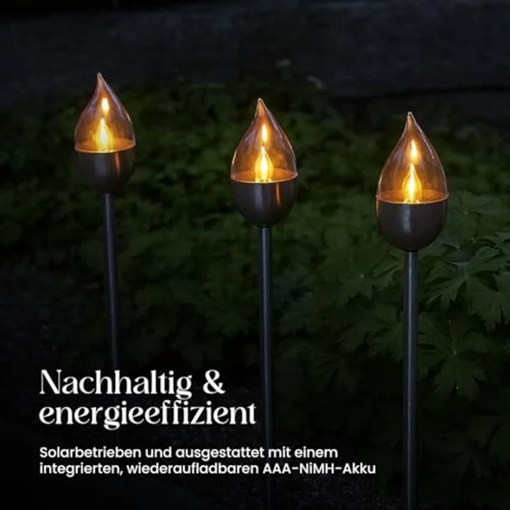 Star LED-Solar-Fackel"Olympus", Edelstahl, 3er Set, Silber – Bild 3