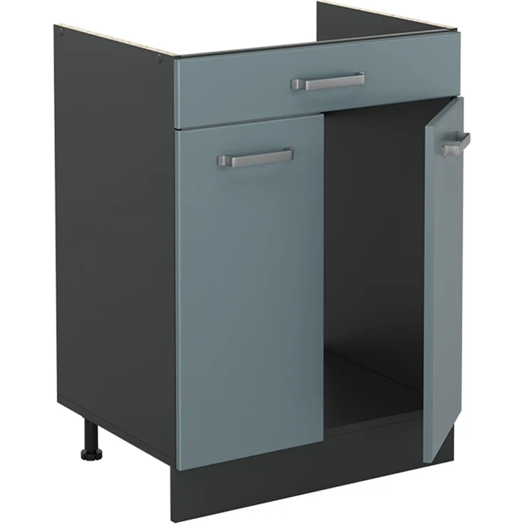 Küchenunterschrank R-Line Blau-Grau/Anthrazit 60 cm mit Schublade ohne Arbeitsplatte Vicco – Bild 3