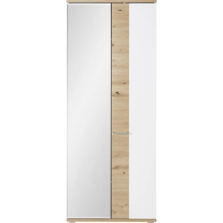Garderobenschrank SIGNO weiß matt Spiegel Artisan Eiche