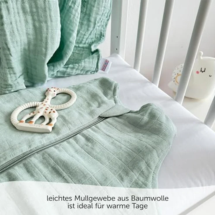 Makian Musselin-Schlafsack, atmungsaktiver Babystar, Farbe Mint, Größe 110 cm, Oeko-Tex Standard 100 Zertifikat – Bild 3