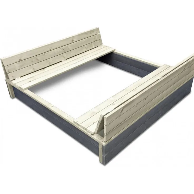 EXIT Aksent Sandkasten XL / mit Deckel = kann zu 2 Bänken umfunktioniert werden / Nordisches Fichtenholz / Maße: 132 x 135 x 20 cm / 27,8 kg