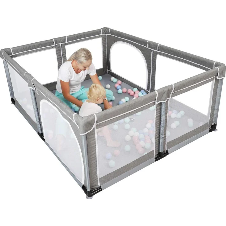 YOBEST baby laufgitter, XXL laufstall baby, Aktivitätszentrum für Kinder im Innen- und Außenbereich mit Rutschfester Basis, Stabiler Schutzgitter für Kindern – Bild 8