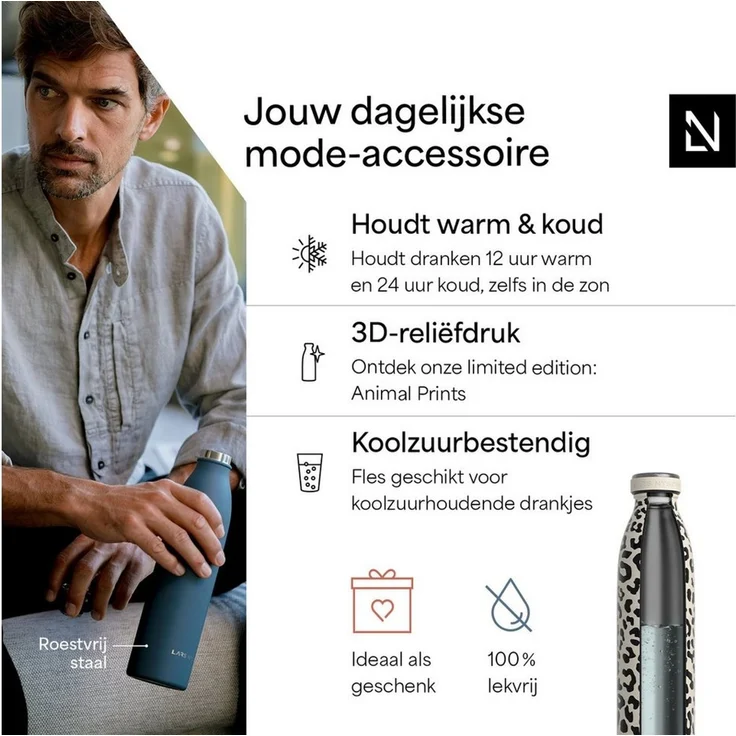LARS NYSØM Thermoflasche Ren, Isolierflasche mit Vakuum Isolierung: 12h heiß / 24h kühl – Bild 2