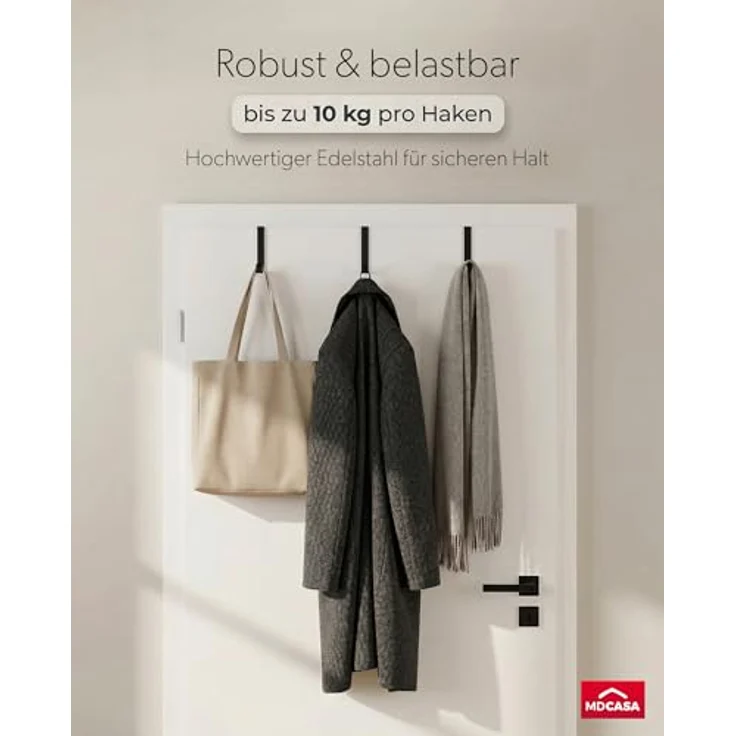 MDCASA Türhaken Türhaken bis 1,5 cm Türfalz, Innentüren mit Falz, Zimmertüren, (Set, 4 Stück), speziell für die Tür Außenseite – Bild 6