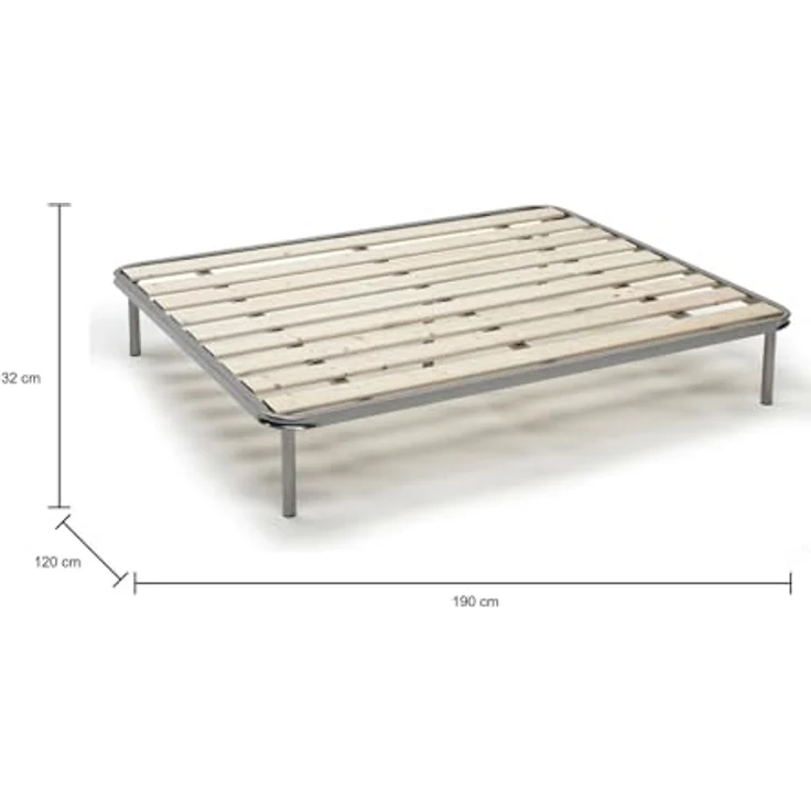 Talamo Italia - Doppelbettuntergestell Anastasia, orthopädisches Untergestell mit gehobelten Lattenrosten, 100 % Made in Italy, 120 x 190 x 31 cm – Bild 2