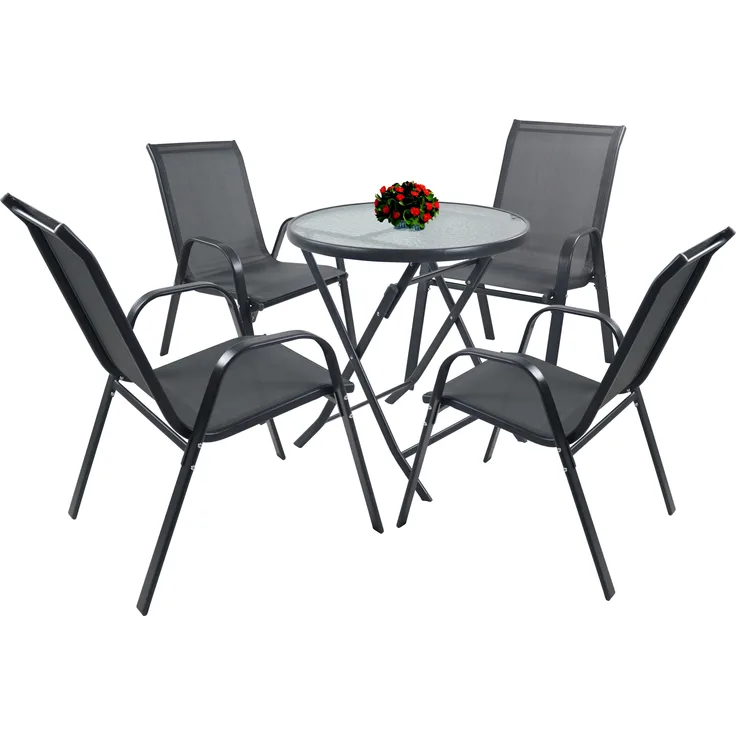 VCM Gartenmöbel-Set Sonlas 920591 Anthrazit H. 89 x B. 70 x T. 70 cm