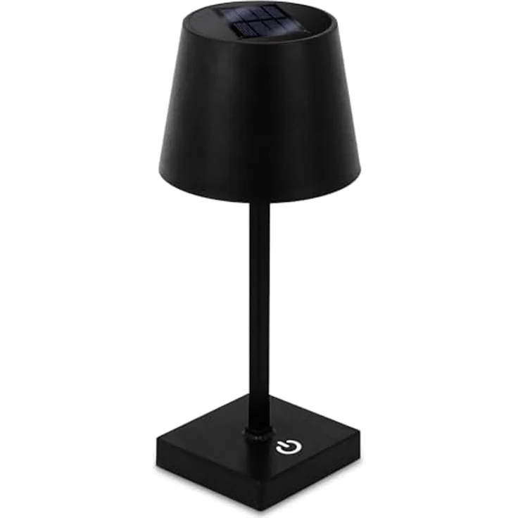 Spetebo LED Solarleuchte LED Solar Akku Touch Leuchte warm weiß - 26 x 11 cm, 3 Helligkeits Stufen / Dimmbar / Touch, LED fest integriert, warmweiß, Garten Kunststoff Tischlampe in schwarz – Bild 1