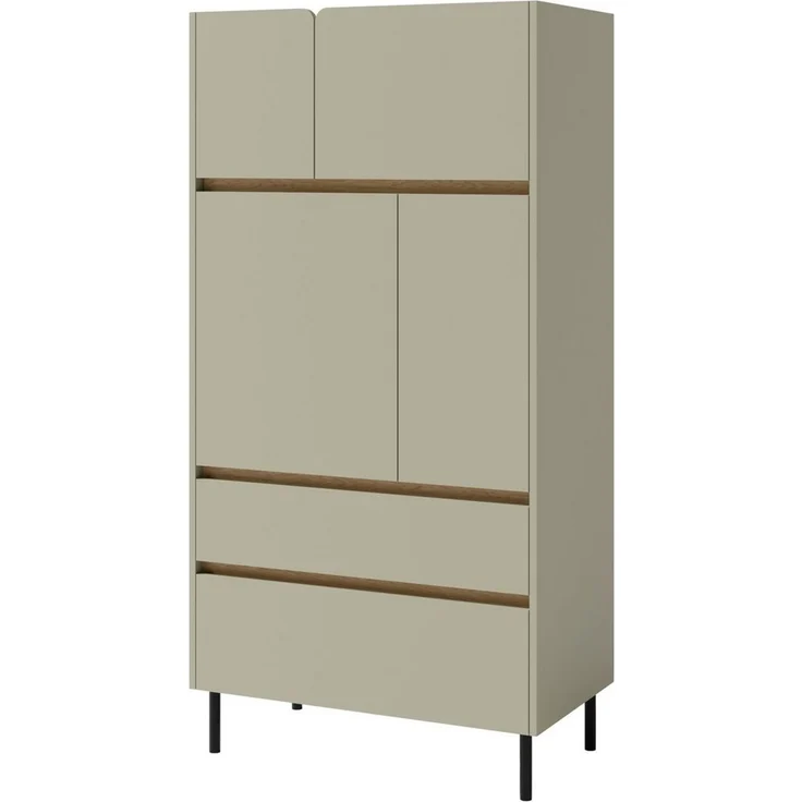 Beautysofa Kommode LICO mit 2 Schubladen, 4 Türen, 6 Regalböden (grifflos ideal für Jugendzimmer, Wohnzimmer, Büro, stabiles Corps aus laminierter Platte), moderne Farben Sandbeige oder Eukalyptus – Bild 5