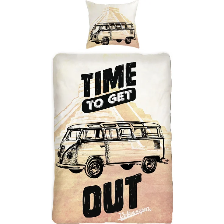 BERONAGE Wendebettwäsche VW Volkswagen Bulli Time Out Bettwäsche Linon / Renforcé 069 Bettbezug, 100% Baumwolle, 2 teilig, 135x200 + 80x80 cm – Bild 5
