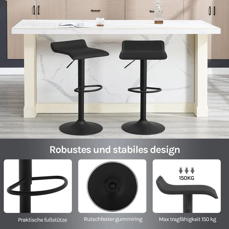 Woltu Barhocker (1 St), Design Hocker stufenlose Höhenverstellung Kunstleder – Bild 5