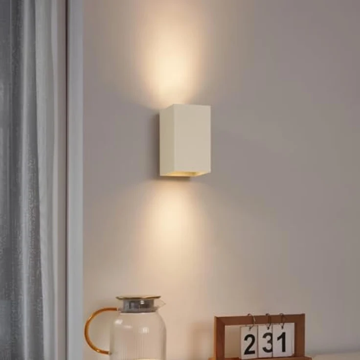 Qazqa Wandleuchte Sandy, ohne Leuchtmittel, GU10, Beige, Modern, Aluminium, 2-flammig – Bild 2