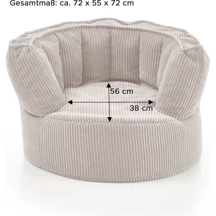 Sitzsack Snuggle Kids in Beige - gemütliches Design - Top Qualität für Ihr Zuhause B/H/T: 75x55x72 cm – Bild 3