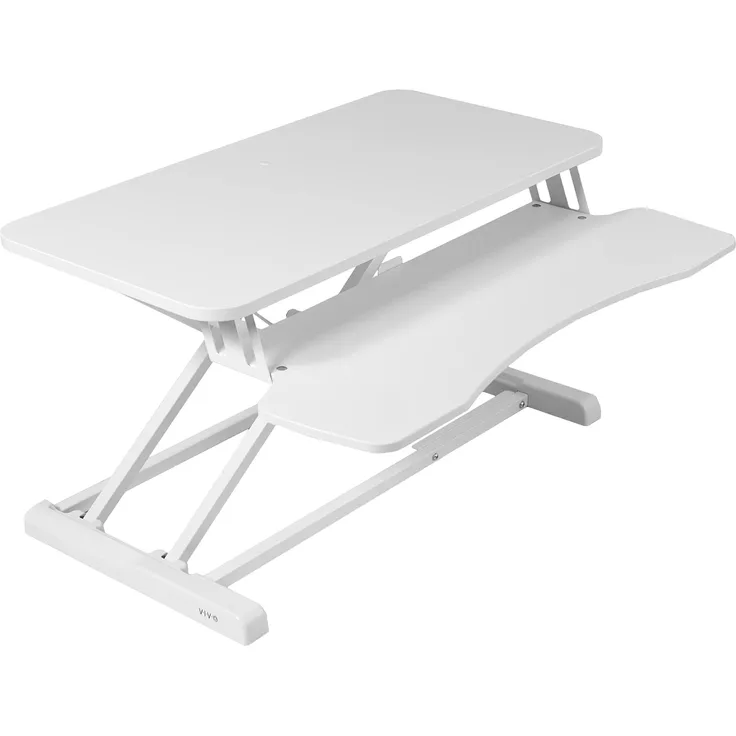 VIVO 32 Zoll Stehpult-Konverter, höhenverstellbarer Aufsatz, Sitz-Steh-Arbeitsplatz für Zwei Monitore und Laptop mit breiter Tastaturablage, Weiß, DESK-V000KW