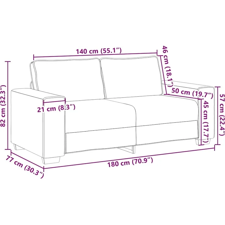 vidaXL Zweisitzer-Sofa Dunkelgrau 180x77x82 cm Cordstoff 4105201 – Bild 8