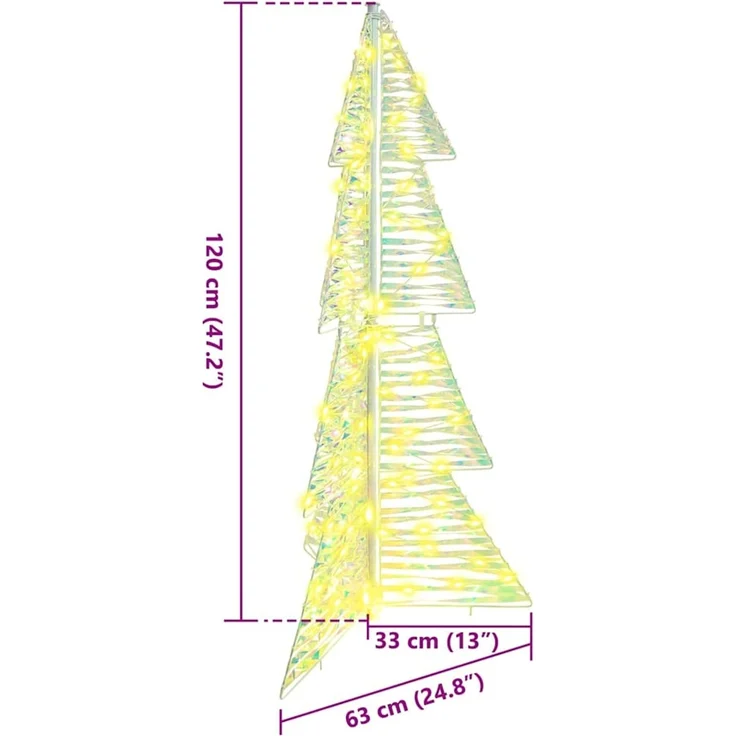 vidaXL Weihnachtsbaum Warmes Weiß 120 cm PET 100 LEDs 42019214 – Bild 10