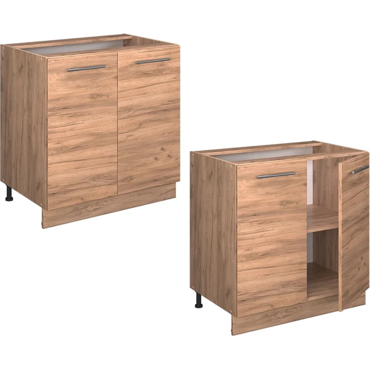Küchenunterschrank Fame-Line Goldkraft Eiche 80 cm mit Regal, AP Anthrazit Vicco – Bild 6