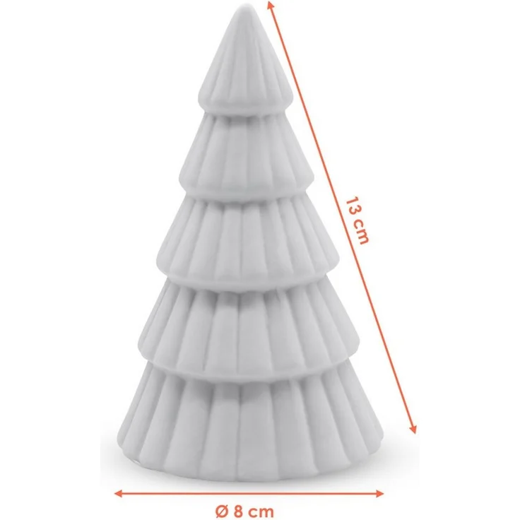 Spetebo LED-Dekofigur LED Porzellan Weihnachtsbaum matt weiß (Anzahl, 1 St, Stück), verstecktes Batteriefach – Bild 2