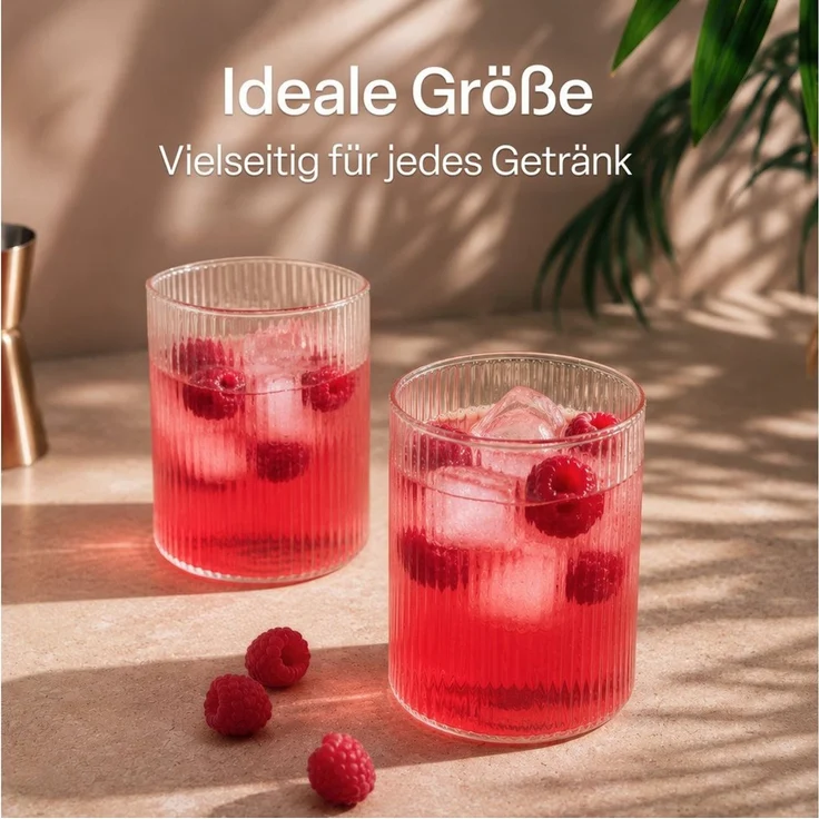 MiaMio Gläser-Set Senita, 280 ml, Riffeloptik, 6-tlg, Borosilikatglas, Spülmaschinengeeignet – Bild 4