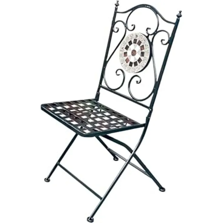 Gartenstuhl aus Eisen Mosaik Stuhl Balkonstuhl Klappstuhl Metallstuhl klappbar Garten