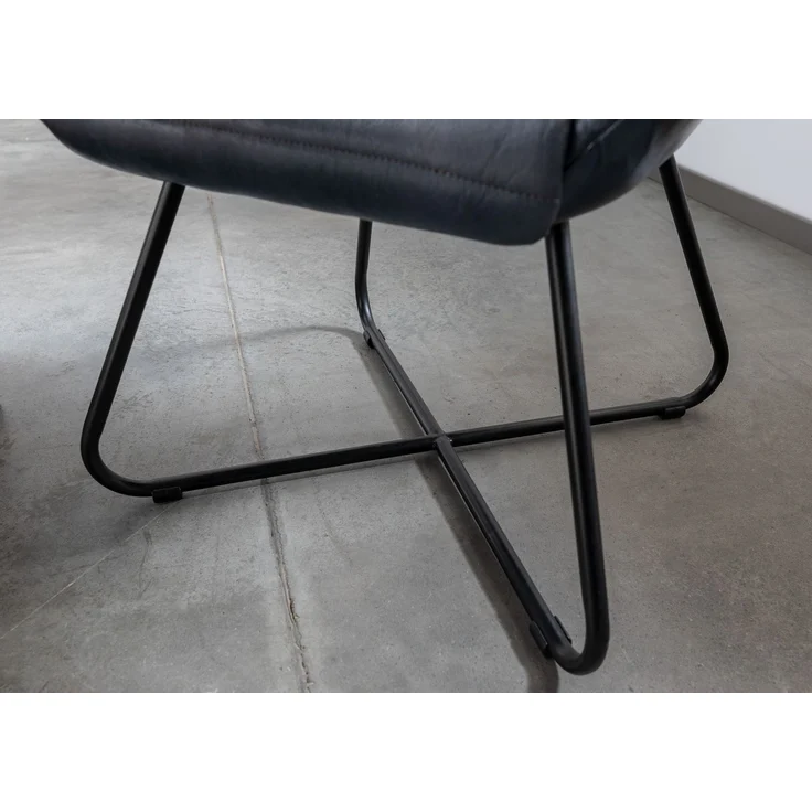 Stuhl Echtleder 59x68x93 blau IRON LABEL #15 – Bild 7
