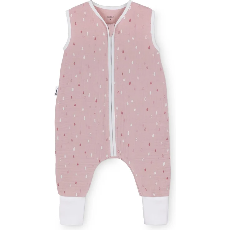 Ehrenkind® Baby Sommerschlafsack mit Füßen Musselin 0.5 TOG | aus weicher OEKO-TEX zertifizierter Bio-Baumwolle | Sommer Baby Schlafsack 0.5 TOG Gr. 80 Farbe Rosé Tropfen – Bild 1