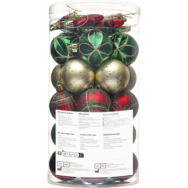 35er Pack Valery Madelyn Weihnachtskugeln 5cm Bruchsicher Landstraße Thema Rot – Bild 8