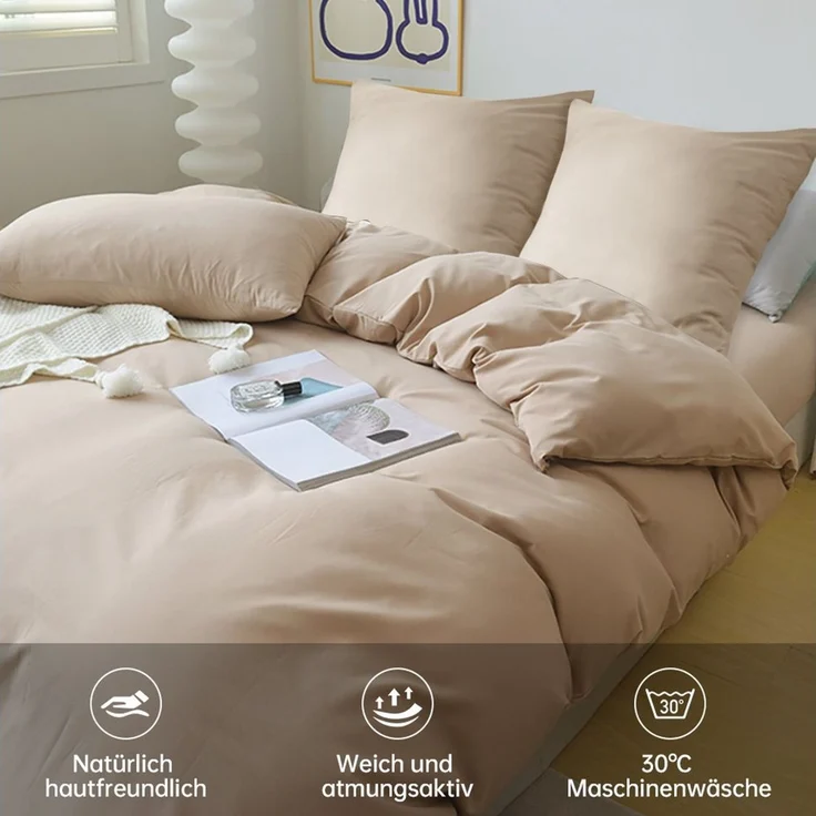 Elegear Bettwäsche Bettwäsche 135×200/155x220/200x200cm Mikrofaser Bettwäsche-Set, Mikrofaser aus Polyester, 2 teilig, Bettbezug+Kopfkissenbezug*1, atmungsaktiv, weich für alle Jahreszeiten – Bild 3