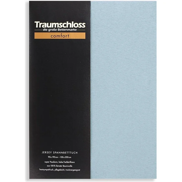 Traumschloss Spannbettlaken Comfort, Jersey, Mittelblau, 140-160x200, Baumwolle