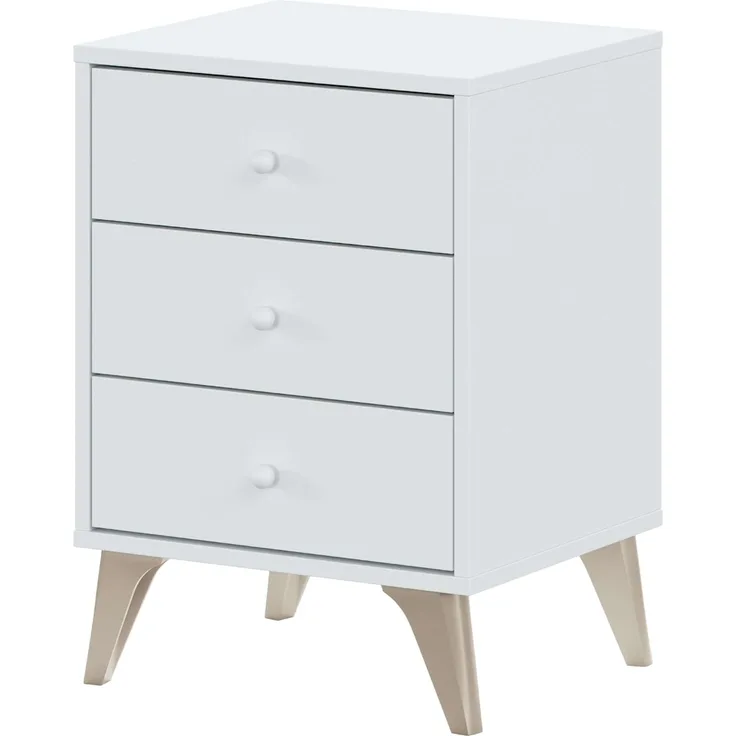 Habitdesign Nachttisch, Bürobuch, kostengünstiges Modell, mattweißes Finish, Maße: 38 cm (Breite) x 45 cm (Höhe) x 34 cm (Tiefe)