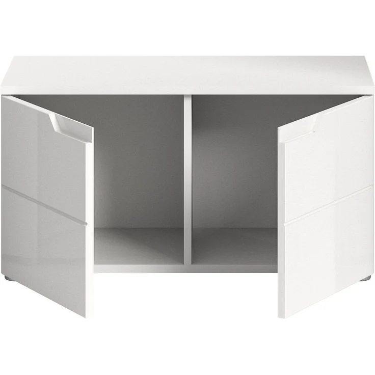 xonox. home - Sitzbank Solero 80 x 43 x 37 cm in Front weiß Hochglanz Tiefzieh Korpus weiß - Garderobenbank Flurbank Truhe - modern, praktisch und funktional – Bild 2