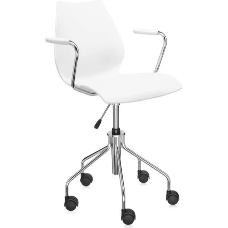 Kartell Maui Drehsessel mit Gasfeder un Armlehnen, Zinkweiß