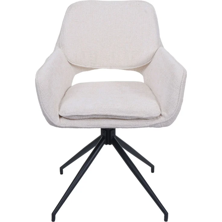 2er-Set Esszimmerstuhl HWC-N74, Küchenstuhl, drehbar Auto-Return, Stoff Chenille (490g/m²) ~ creme – Bild 7