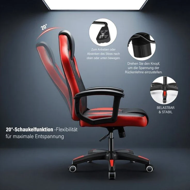 oyajia Gaming-Stuhl Bürostuhl Ergonomischer Gaming Sessel, Schreibtischstuhl – Bild 4