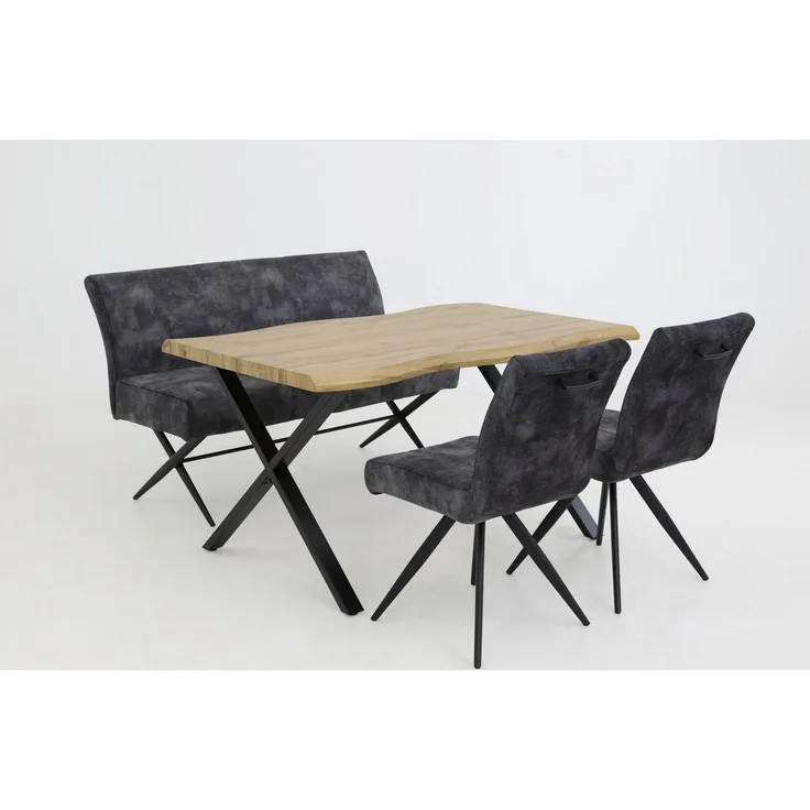 HELA Sitzbank PORTO (1-St), Einzelbank mit Rücken, X-Gestell, Federkorb, Vintage Velvet Optik