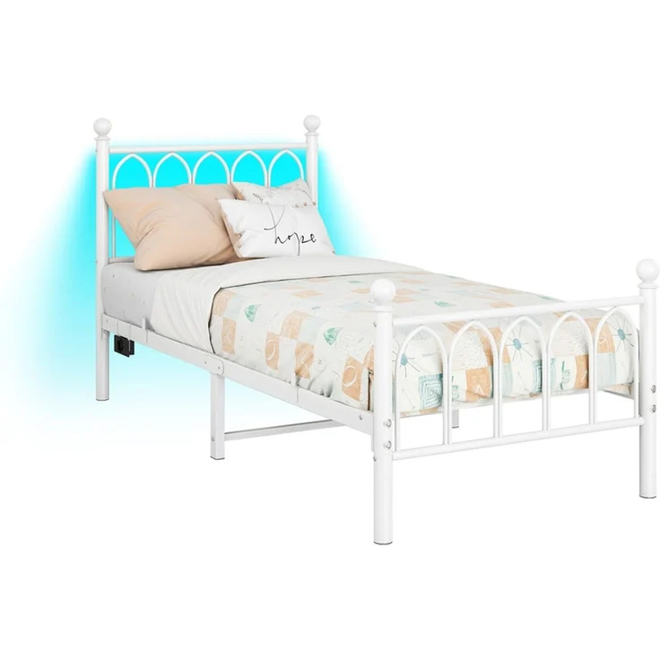 Homerecommend Metallbett 90x200 cm, Einzelbett und Gästebett, mit Lattenrost und minimalistischen Kopfteil, Schwarz – Bild 10