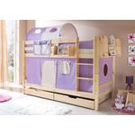 Ticaa Etagenbett Marcel Kiefer Natur - lila-beige
