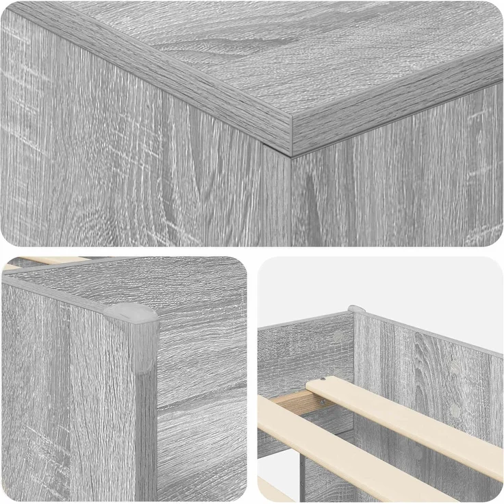 vidaXL Loft Bettgestell mit Schrank 3 Stk. Grau Sonoma Holzwerkstoff 3423387 – Bild 6