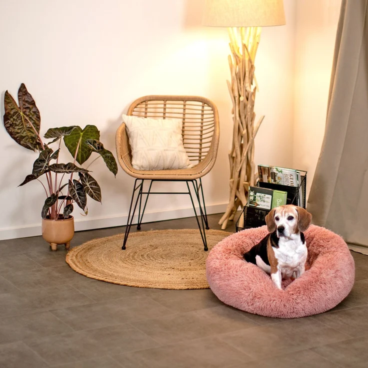 lionto Hundebett aus Plüsch in Donut-Form, 70 cm Durchmesser, rosa – Bild 3