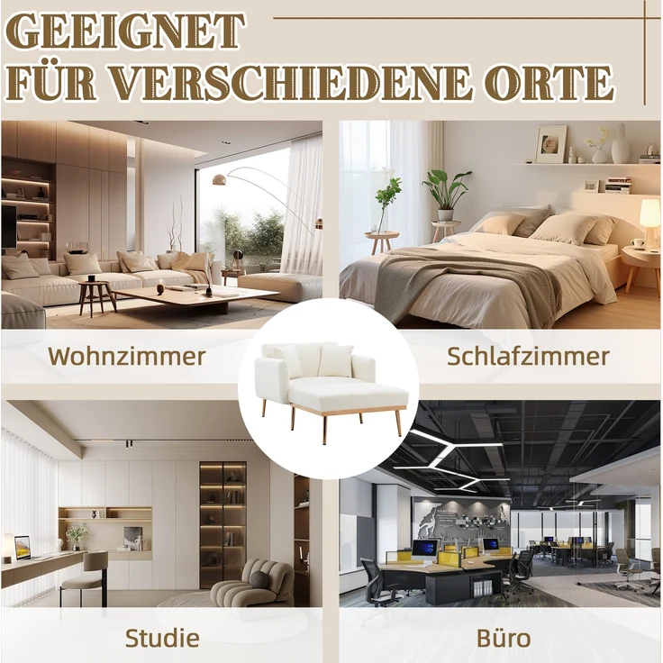 LVHOM Klappsofa mit Schlaffunktion, Schlafsofa Samtbezug mit goldenen Metallbeine, Klappbett Bettsofa Bettcouch, Chaiselounge, Weiß – Bild 7