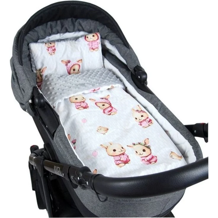 Kinderdecke BABYLUX Babydecke MINKY 2Set Kuscheldecke Decke 75 x 60cm Kinderwagen, BabyLux, MP151 - Grau + Häschen – Bild 3
