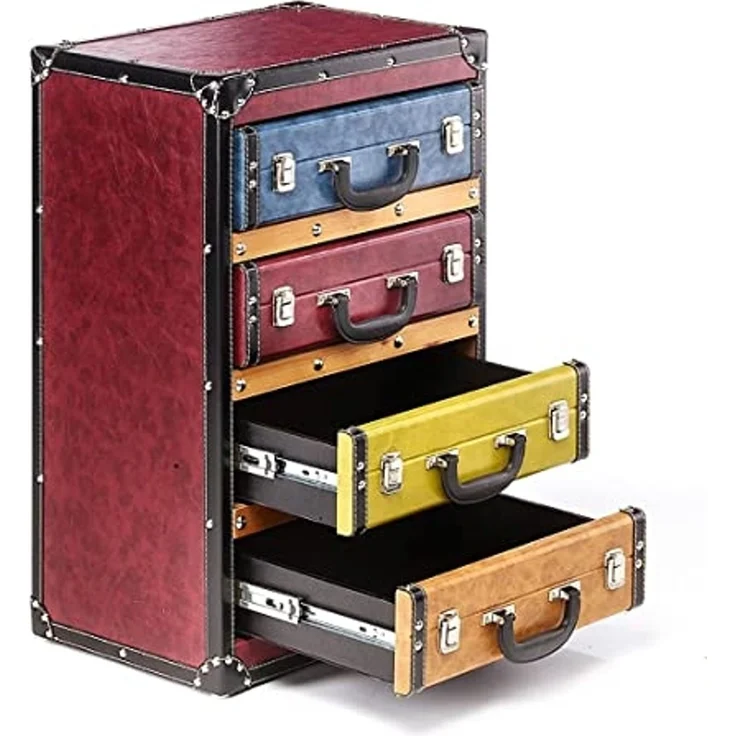 Kobolo Regal Kommode Schubladenturm Kofferoptik -bunt- 4 Fächer – Bild 5