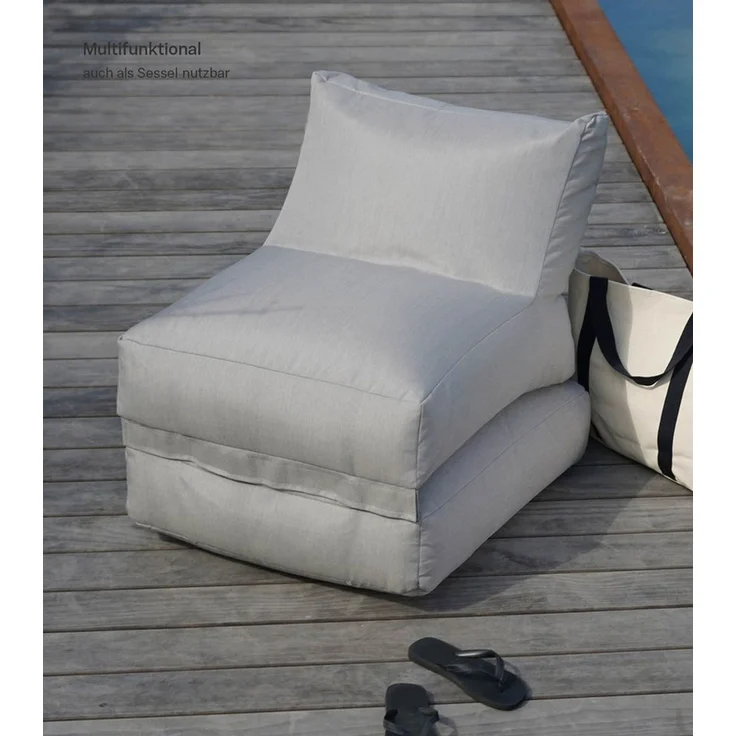 mokebo Sitzsack Der Summerdream (für drinnen & draußen), Bean Bag Outdoor, Sitzsack für deinen Balkon, Gartenliege in Lichtgrau – Bild 3