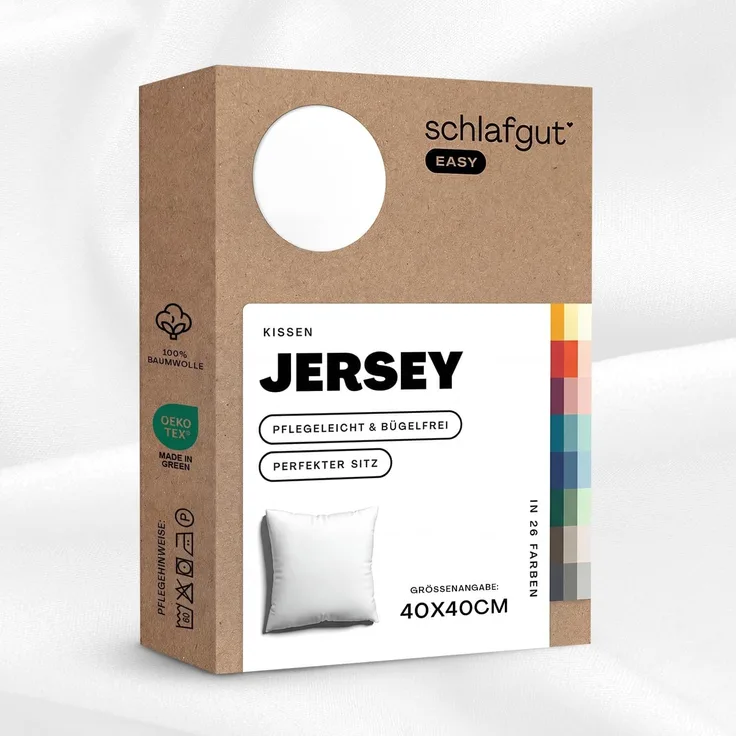 Schlafgut 'EASY' Kissenbezug, Jersey, Baumwolle, Full-White, 40x40 cm