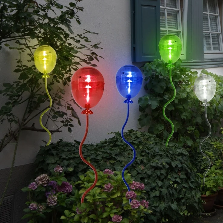 5x LED Solarlampen, Luftballons bunt, H 60 cm – Bild 4